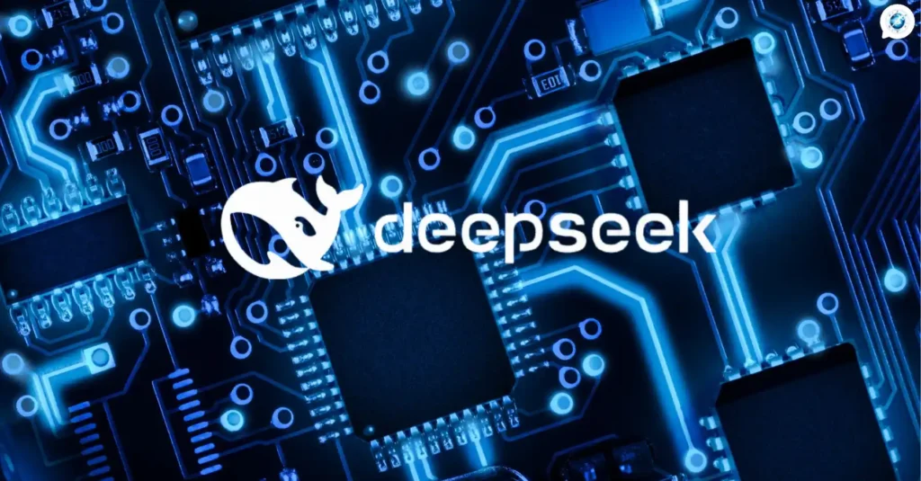 Deepseek logo e immagine intelligenza artificiale